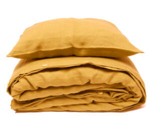 NA ZALOGI Lanena posteljnina predprana OKER RUMENA 140x200,50x70