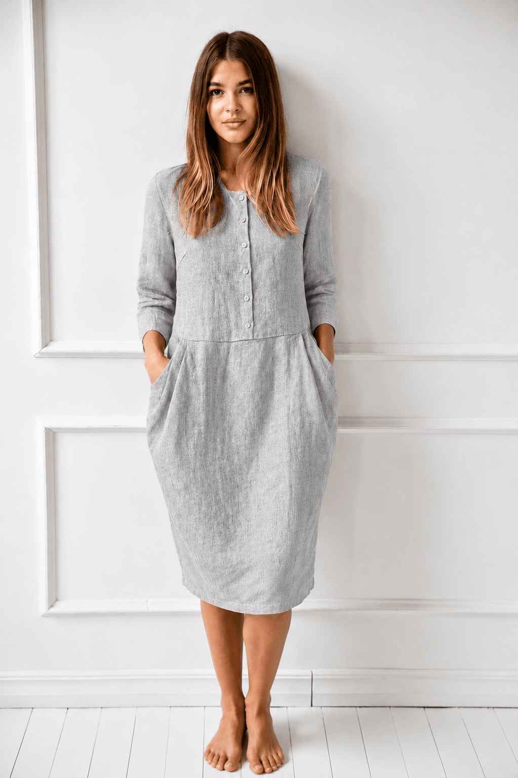 1230 light grey1 Lanena obleka