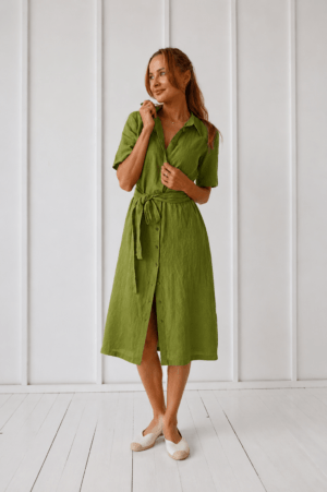 Lanena obleka 1270 OLIVNA L