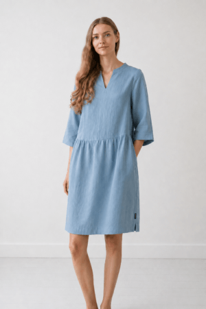 Lanena obleka MEDIUM SMOKE BLUE M Lanena obleka MEDIUM SMOKE BLUE M