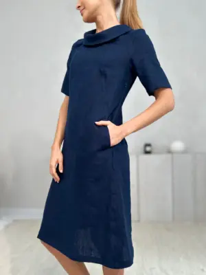 Lanena obleka 1209 MODRA L,XL Lanena obleka 1209 MODRA L,XL