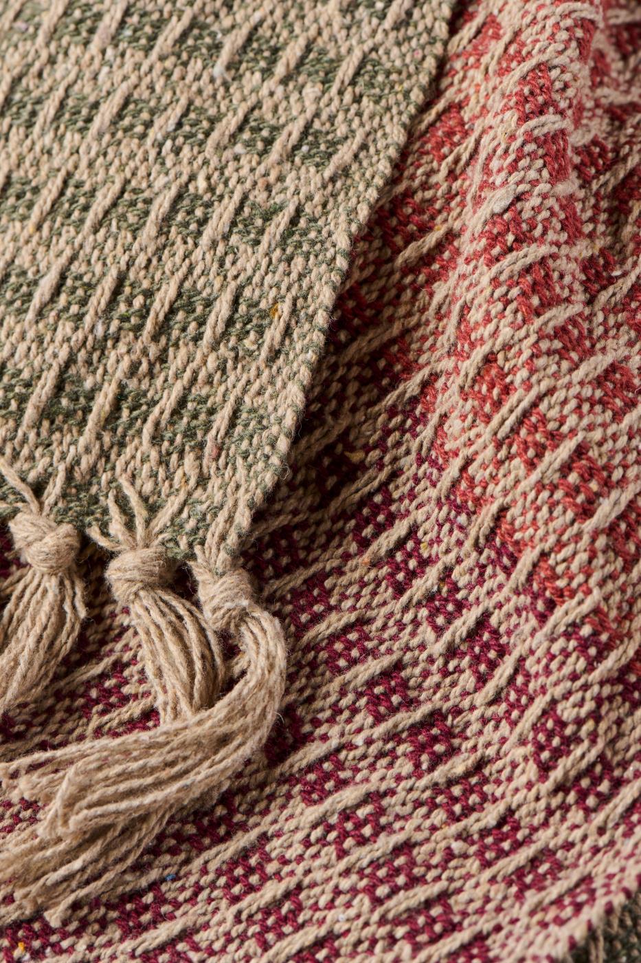 Deka 100% bombaž NATUR/GREEN/RUST 130x160 Deka 100% bombaž NATUR/GREEN/RUST 130x160