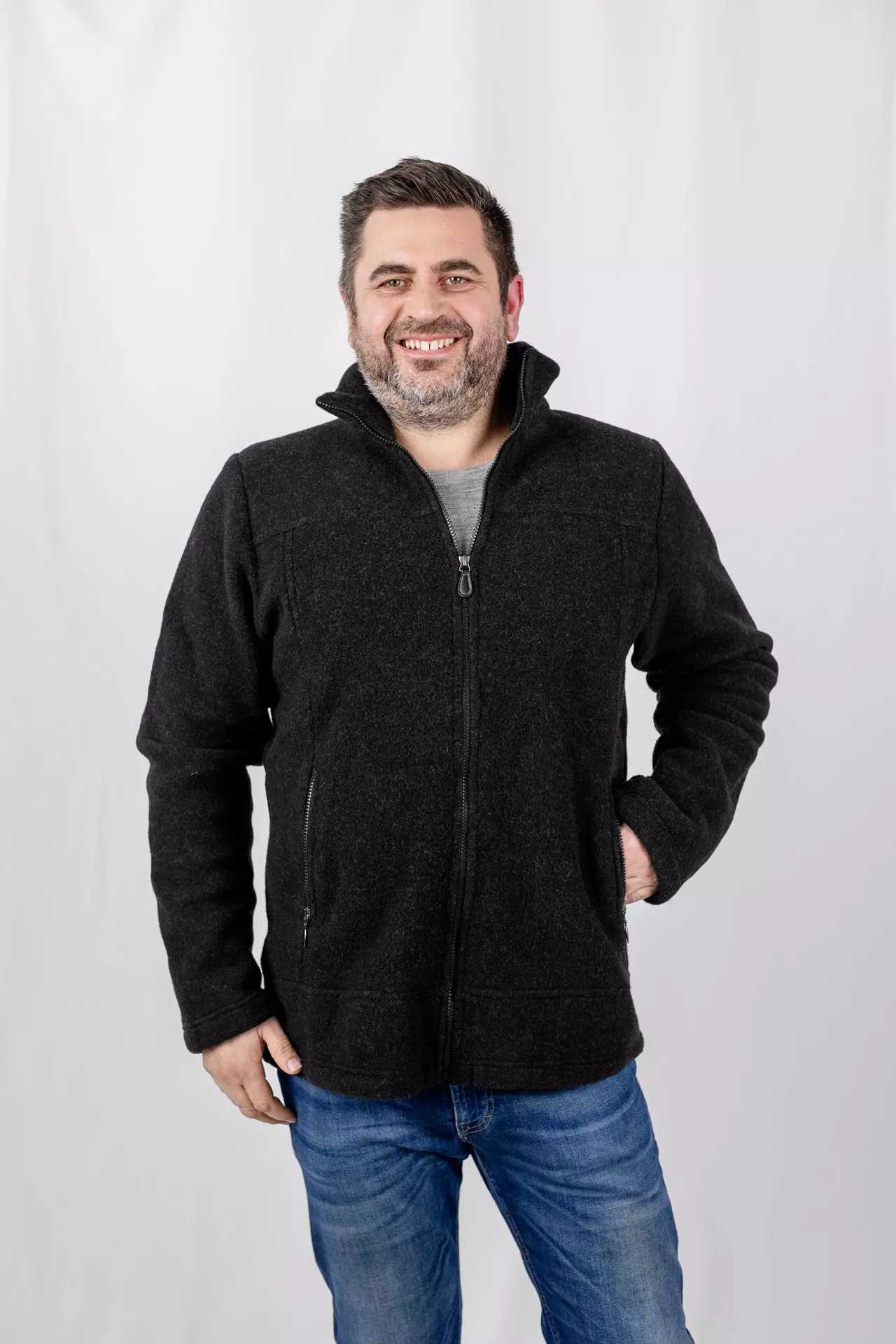Flis jakna iz 100% merino volne, ČRNA 50-52 L Flis jakna iz 100% merino volne, ČRNA 50-52 L