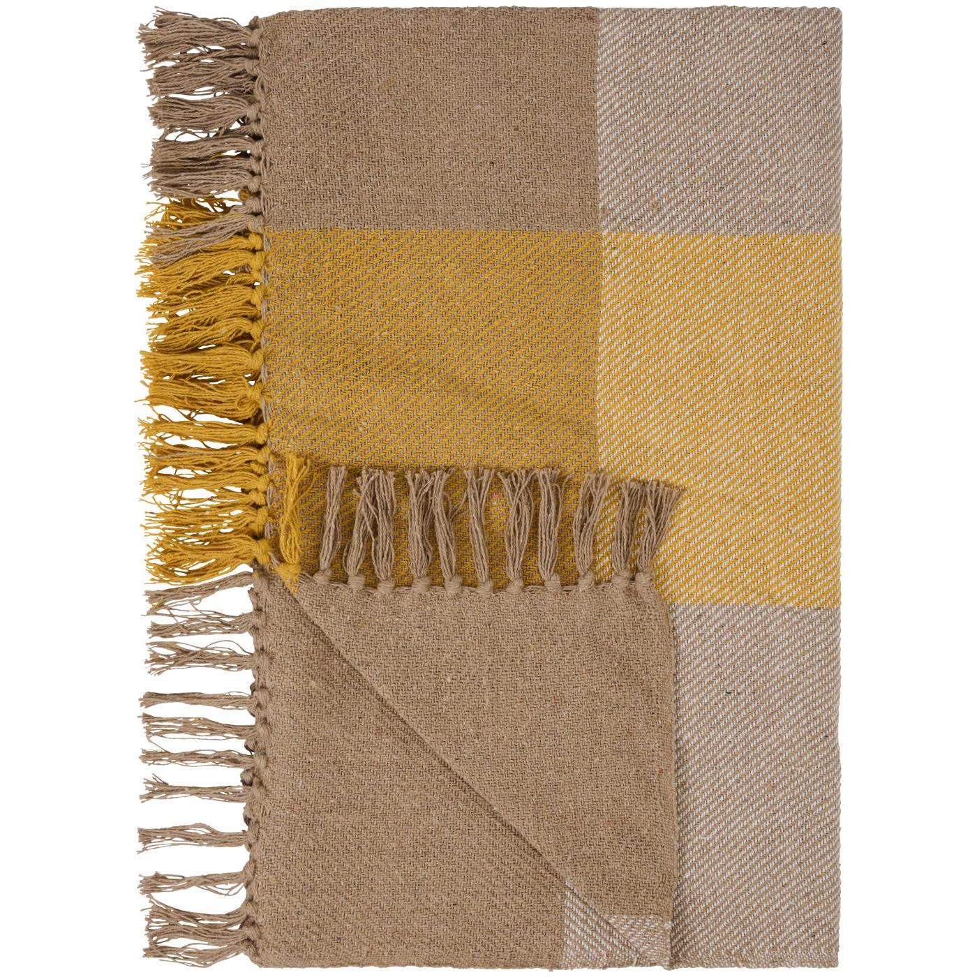 Deka 100% bombaž NATUR/RUMENA 130x160 Deka 100% bombaž NATUR/RUMENA 130x160