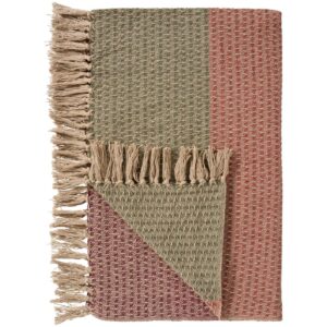 Deka 100% bombaž NATUR/GREEN/RUST 130x160 Deka 100% bombaž NATUR/GREEN/RUST 130x160