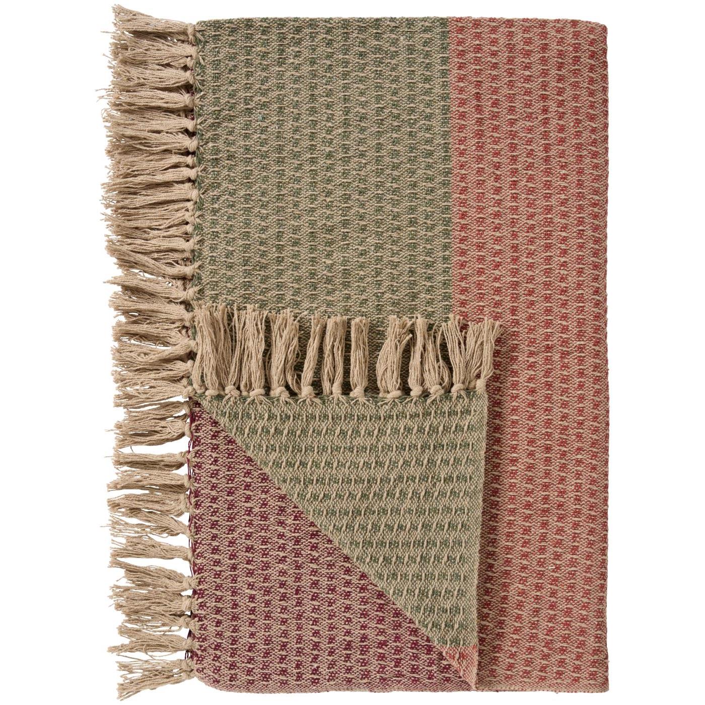 Deka 100% bombaž NATUR/GREEN/RUST 130x160 Deka 100% bombaž NATUR/GREEN/RUST 130x160