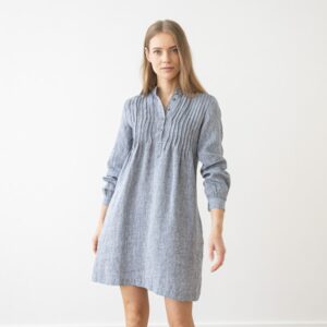 Lanena obleka NAVY MELANGE XS Lanena obleka NAVY MELANGE XS