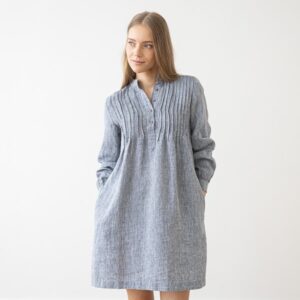 Lanena obleka NAVY MELANGE XS Lanena obleka NAVY MELANGE XS