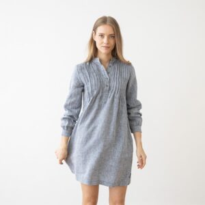 Lanena obleka NAVY MELANGE XS Lanena obleka NAVY MELANGE XS