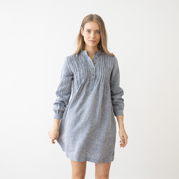 Lanena obleka NAVY MELANGE XS Lanena obleka NAVY MELANGE XS