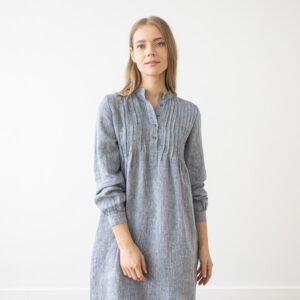 Lanena obleka NAVY MELANGE XS Lanena obleka NAVY MELANGE XS