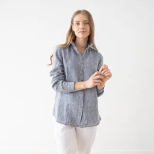 Lanena srajca Ernesto NAVY MELANGE M,L
