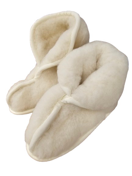 Visoki copati iz 100% kosmatene volne crem, več velikosti