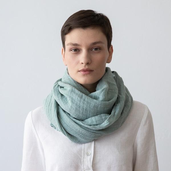 Šal iz 100% lana MOSS GREEN