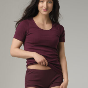 Spodnja majica KR iz eko bombaža BURGUNDY