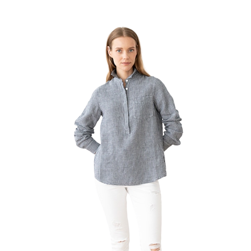 Srajca 100% lan Fabio S navy white