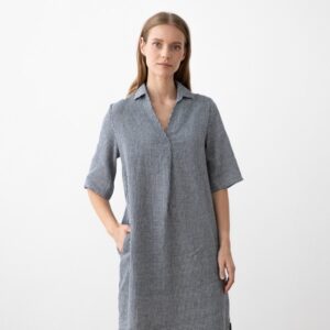 Obleka 100% lan Nicole navy w S Obleka 100% lan Nicole navy w S