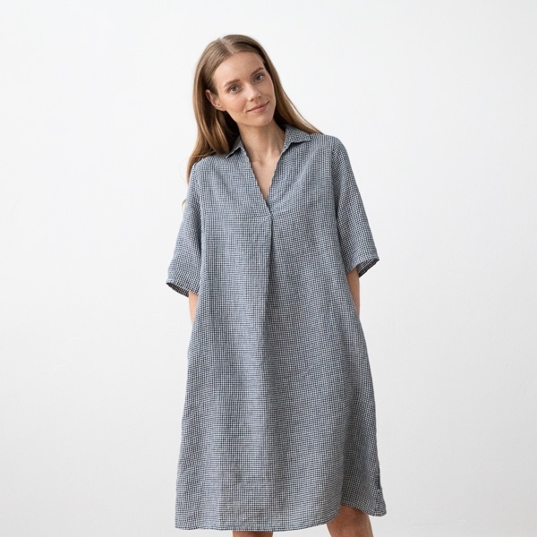 Obleka 100% lan Nicole navy w S Obleka 100% lan Nicole navy w S