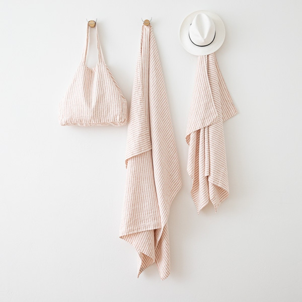 Brisača Beach iz 100% lanu 100x134 Brittany rosa