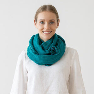 Šal iz 100% lana teal