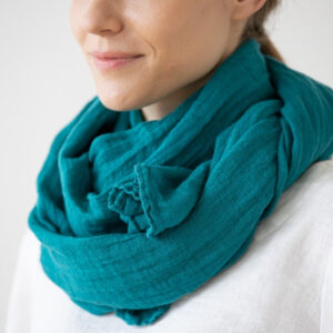 Šal iz 100% lana teal