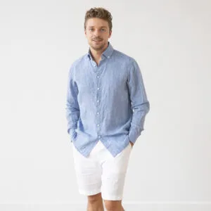 Lanena srajca melange BLUE XL