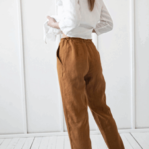 Ženske hlače 1313 100% lan, HONEY S