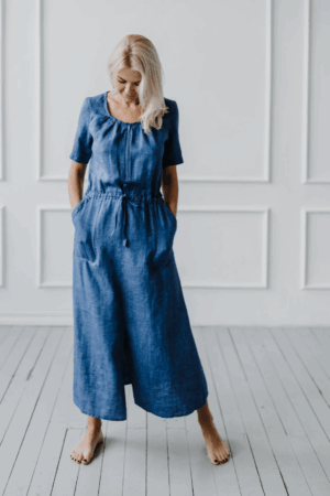 Obleka ženska 1286 100% lan, več barv in velikosti