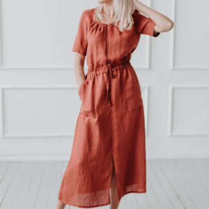 Obleka ženska 1286 100% lan, več barv in velikosti