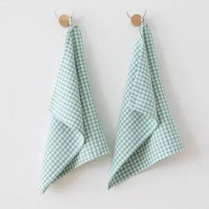 Lanena kuhinjska krpa AQUA Gingham 46x72