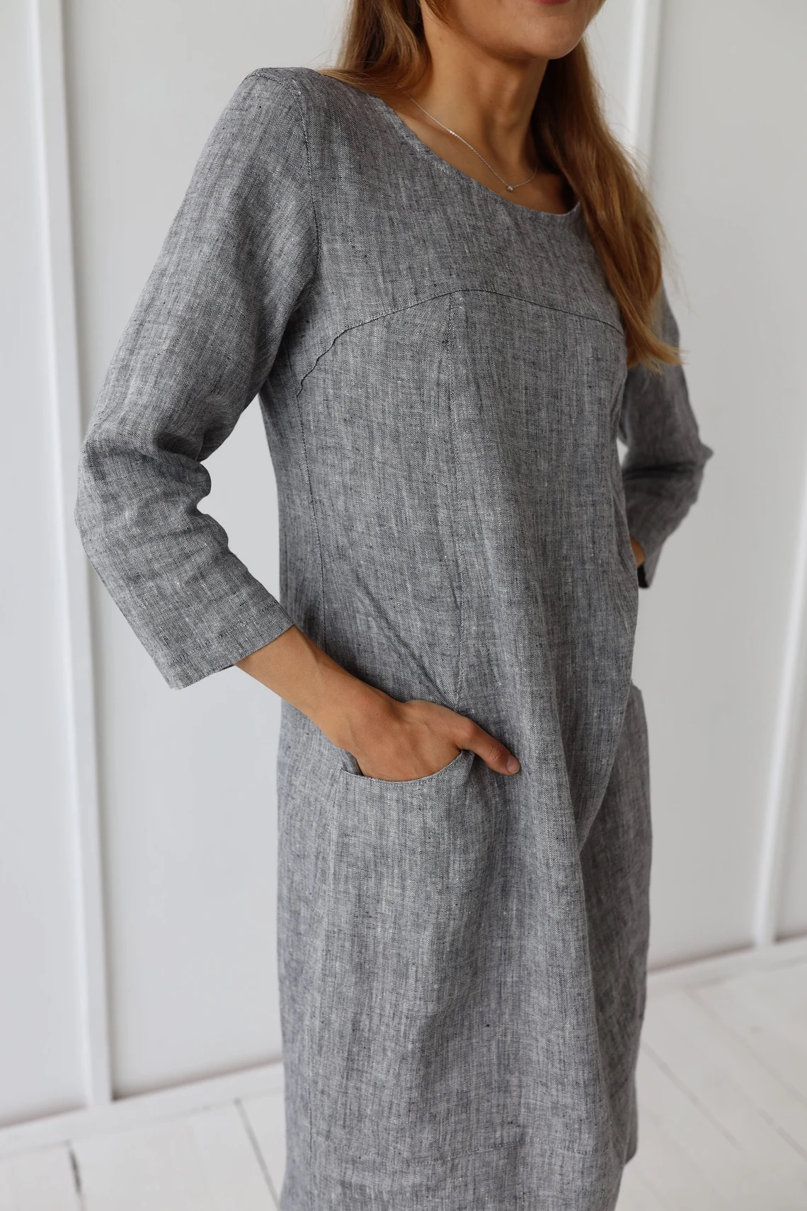 Obleka 3/4 rokav 1258 100% lan