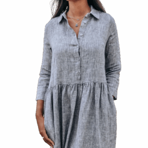 Obleka 1245, 100% lan, grey melange Lanena obleka