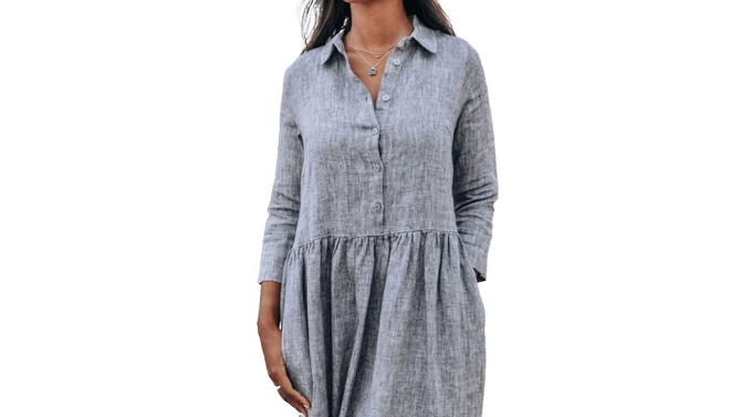 Obleka 1245, 100% lan, grey melange Lanena obleka