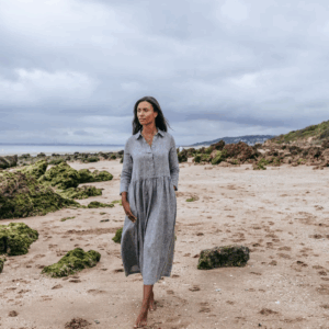 Dolga obleka 1245 100% lan