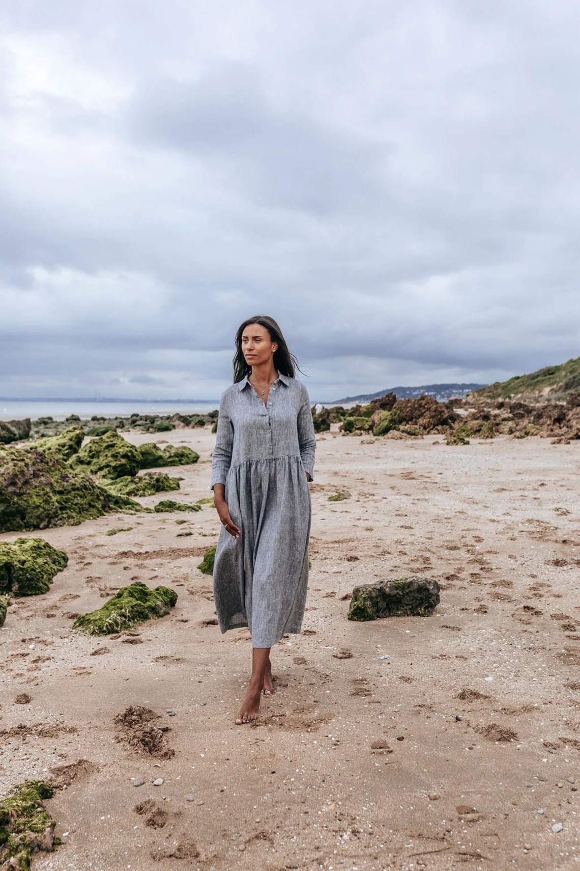 Srajčna obleka 1245 100% lan