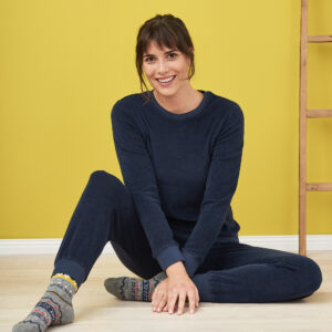 Ženska pižama iz 100% eko bombaža frotir MODRA