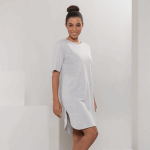 Ženska spalna srajca iz 100% eko bombaža SIVA MELANGE