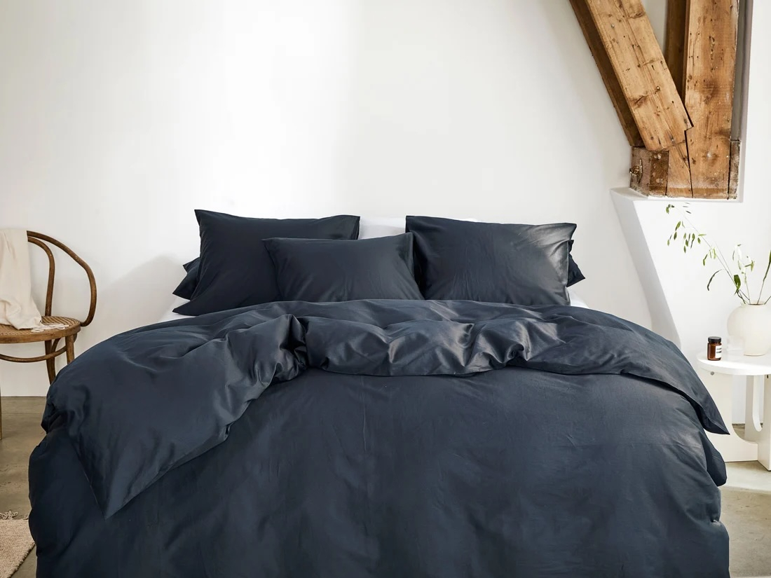 Posteljnina ekološki bombaž saten BLUEBERRY več dimenzij