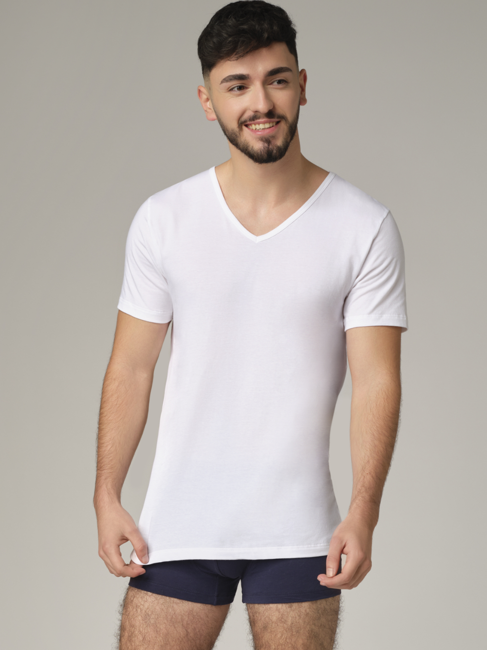 Moška spodnja majica V izrez KR BELA XL