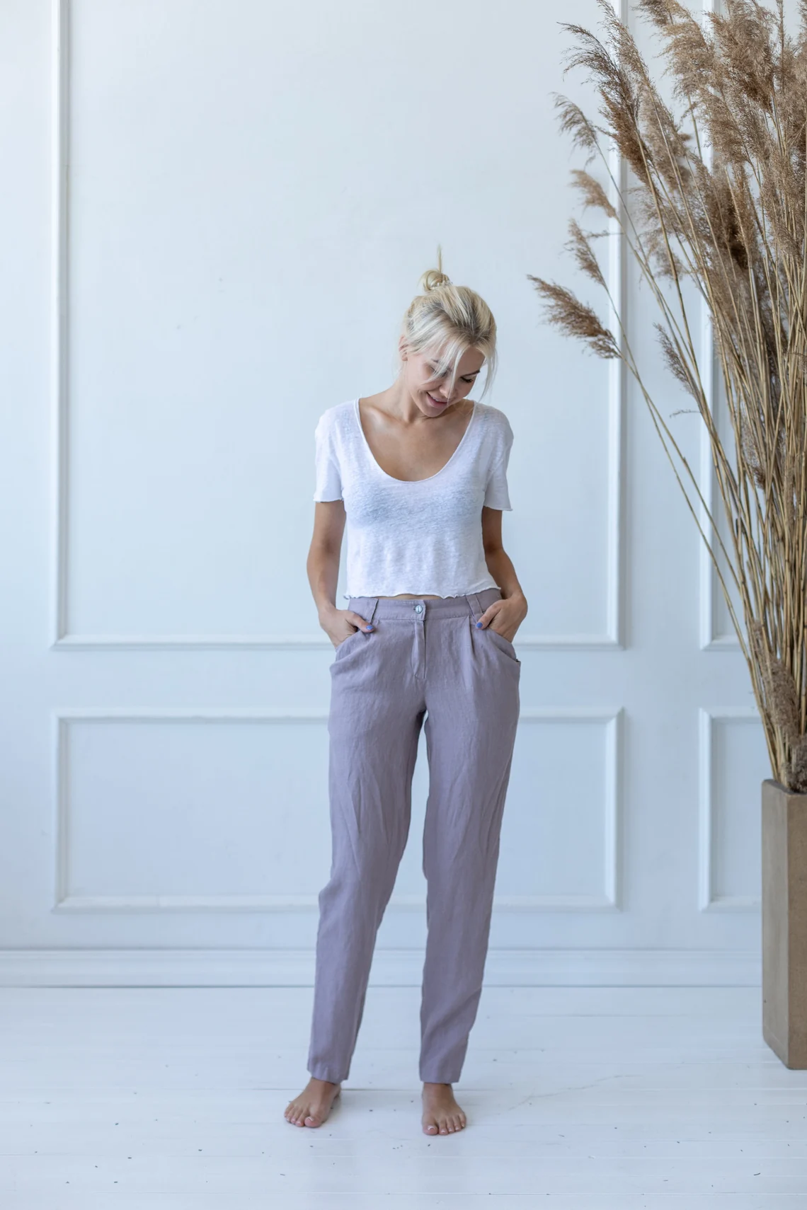 Hlače 1383 100% lan