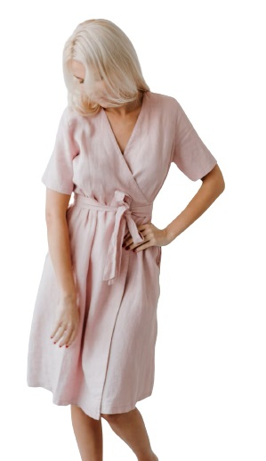 Obleka 1282, 100% lan, ICY PINK XS