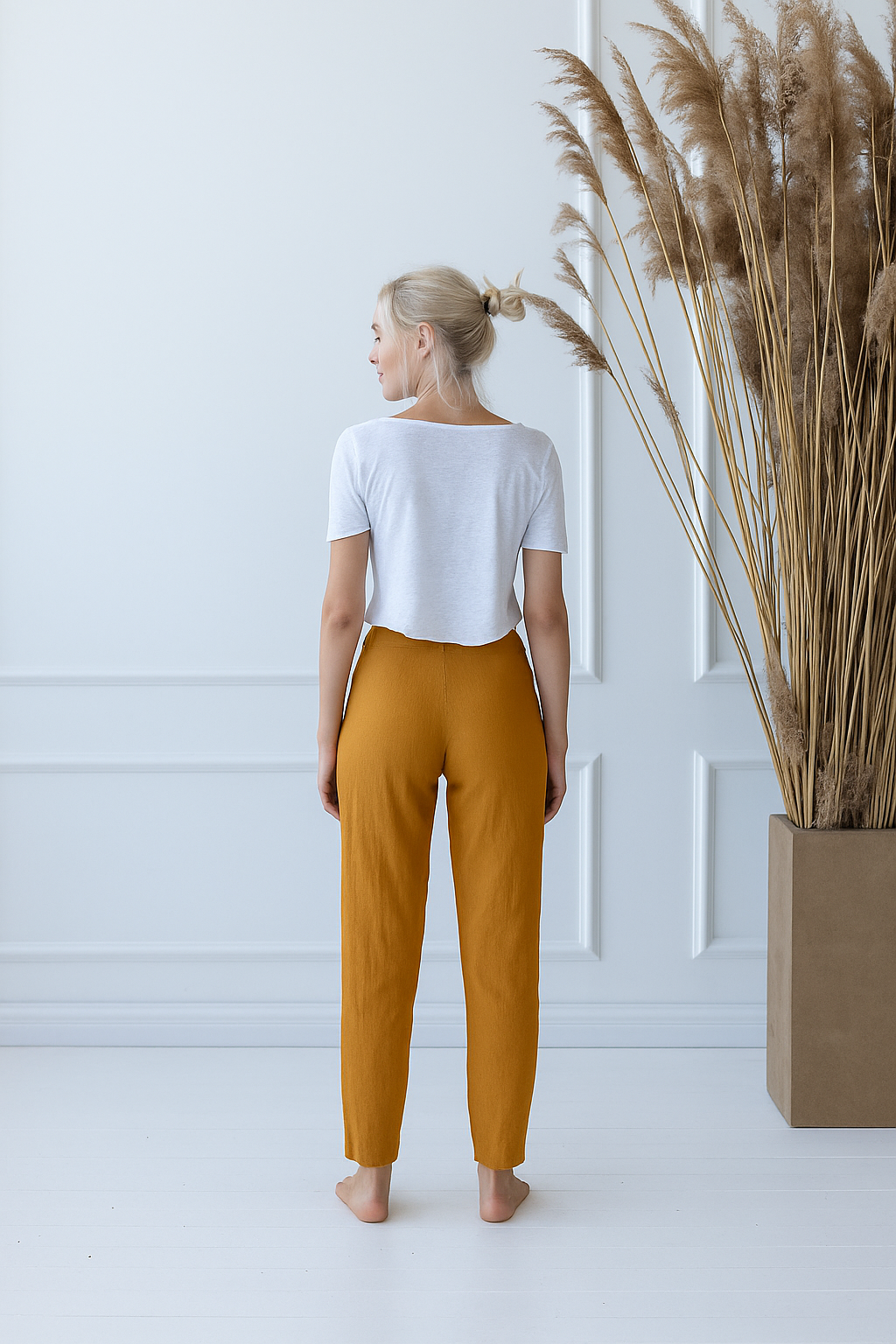 Ženske hlače 1383 100% lan, HONEY M