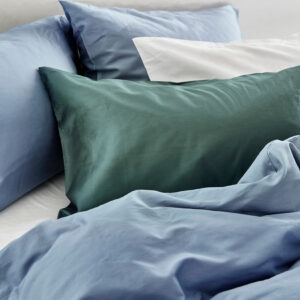 Posteljnina ekološki bombaž saten FADED BLUE več dimenzij