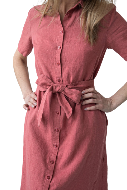 Obleka 1270, 100% lan, water melon S,L