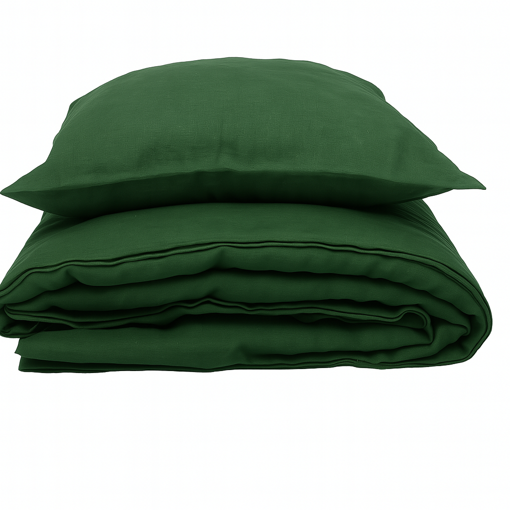 NA ZALOGI Lanena posteljnina predprana T.ZELENA 140x200, 50x70