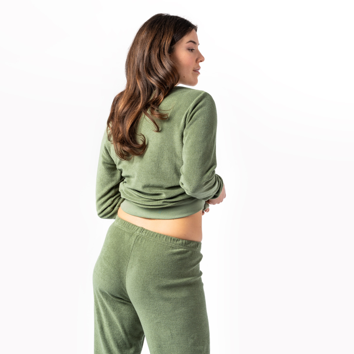 Ženska pižama iz 100% eko bombaža frotir ZELENA