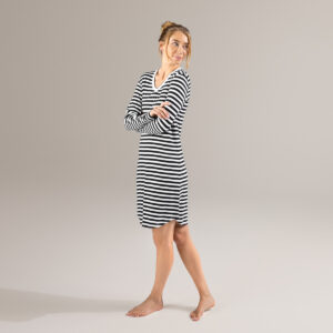 Ženska spalna srajca iz 100% eko bombaža ČRNO BELA