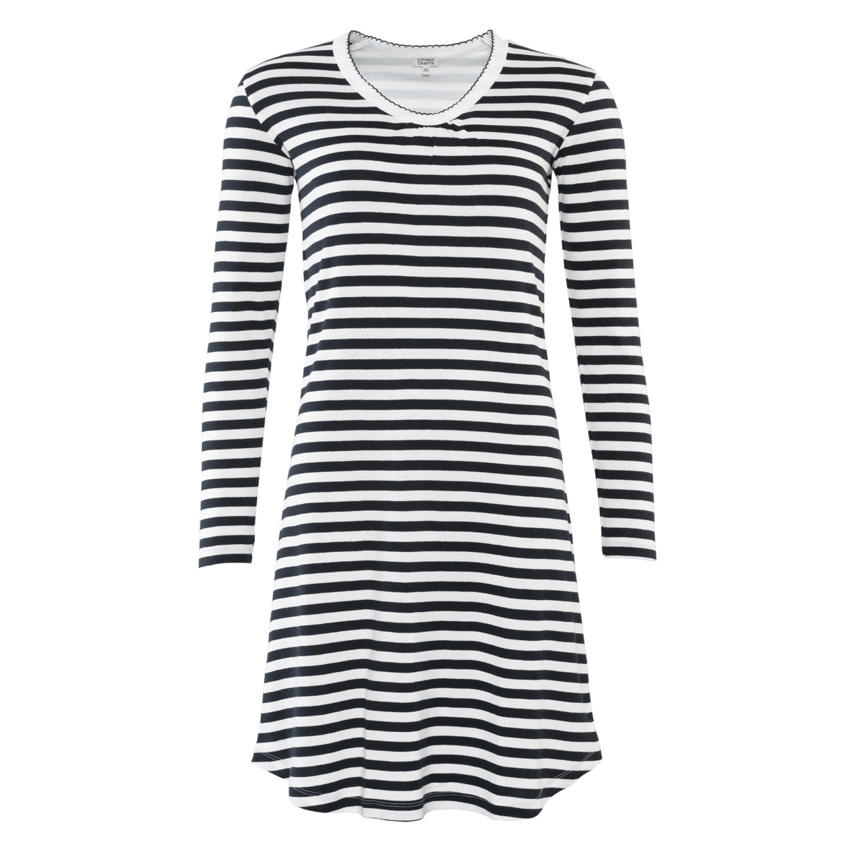 Ženska spalna srajca iz 100% eko bombaža ČRNO BELA