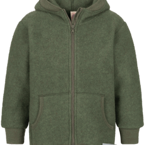 Otroška jakna s kapuco zelena - flis 100% volna od 116-140