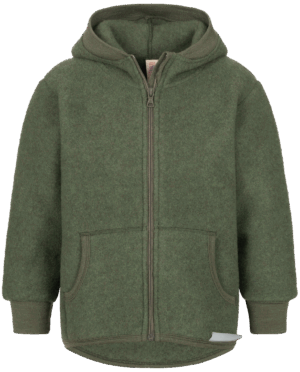 Otroška jakna s kapuco zelena - flis 100% volna od 116-140